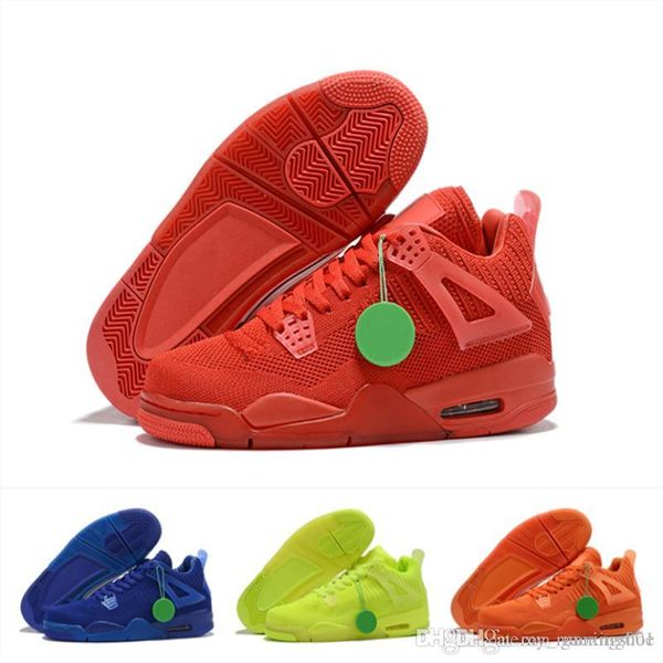 

2019 fly knit university red 4 iv 4s volt men basketball shoes hyper royal total orange mens sports outdoor sneakers 7-13