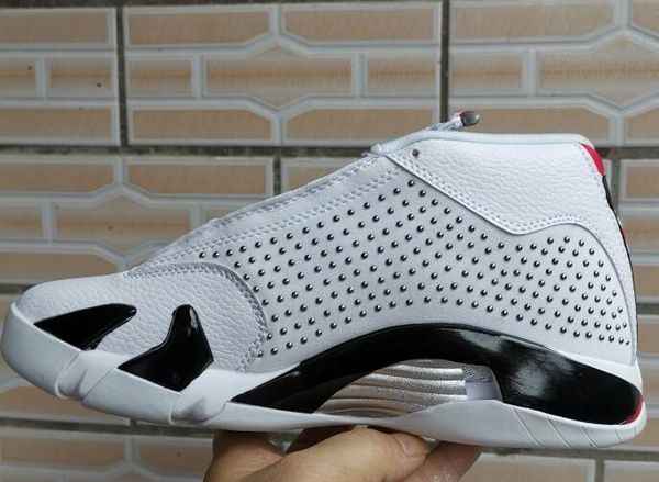 

2019 arrival 14s black white red with silver little revets outdoor shoes men trainer shoe sneaker size 40-47