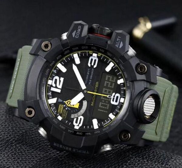 

2019 new 8 colors gwg1000 compass 60mm army men's sports watch military all functions shock resist water wristwatch with box, Slivery;brown
