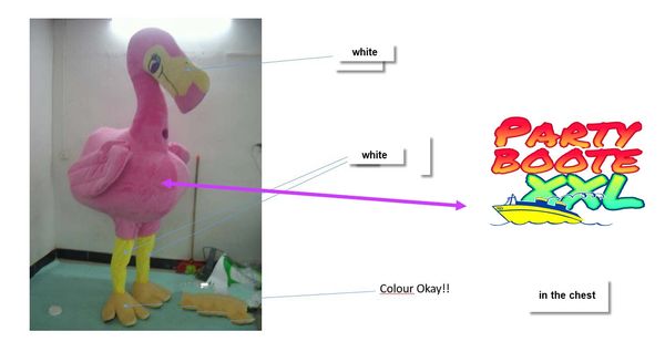 

custom flamingo mascot costume add a logo, Red;yellow