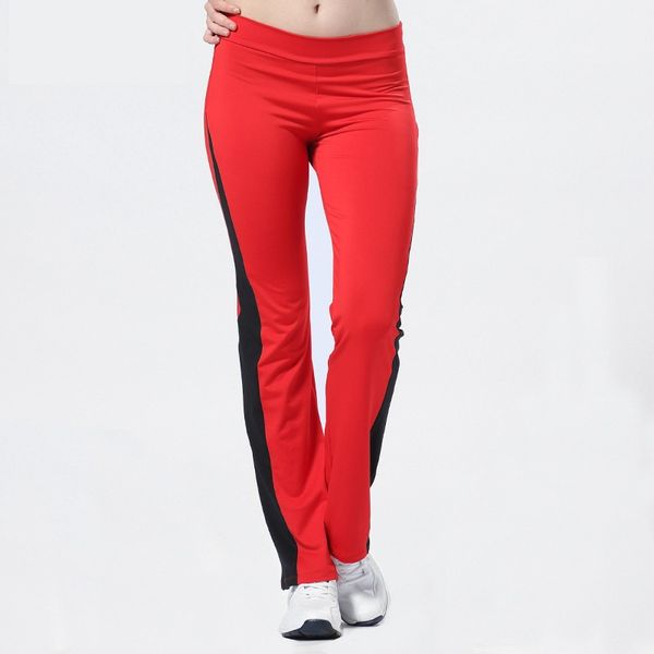 

brand elastic soft women yoga pants aerobics sport trousers girls dancing fitness gym straight long pants -xxl, White;red