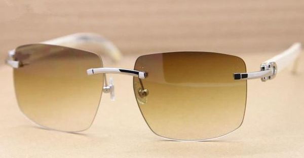 

2019 new white silver blue gold sunglasses glasses men sun glasses rimless sunglasses nature frame rectangle glasses, White;black