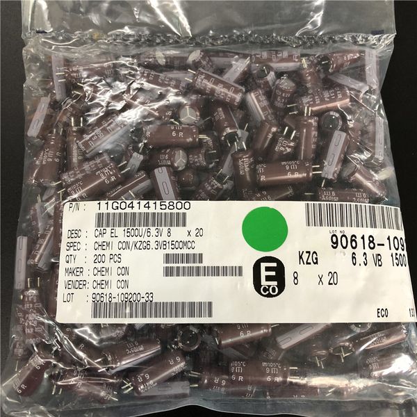 

200pcs 1500uf 6.3v ncc kzg series 8x20mm super low esr 6.3v1500uf aluminum electrolytic capacitor