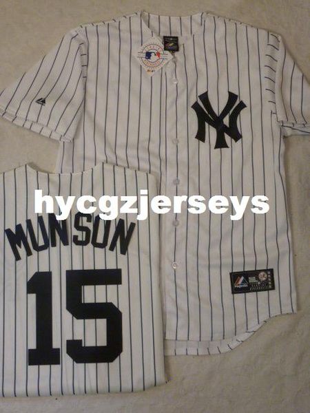 

baseball ny #15 thurman munson "w/name" sewn shirt jersey mens stitched jerseys big and tall size xs-6xl for sale, Black;blue