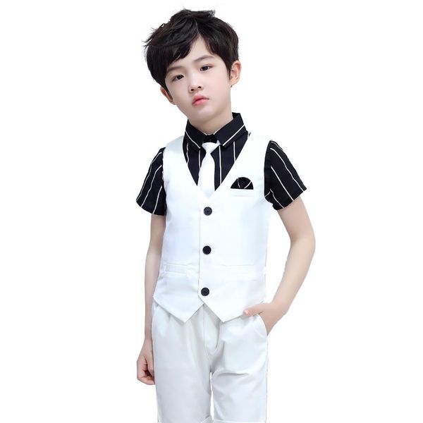 

formal children summer dress vest sets boys white vest shorts shirts clothing sets kids performance chorus host costume