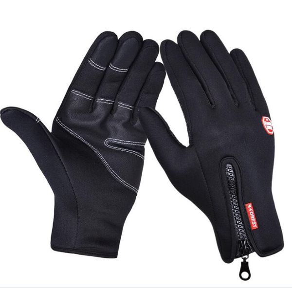 

touch screen gloves cold proof men women sports gloves fleece thickened winter outdoor riding ski warm waterproof light yakuda fitness, Black