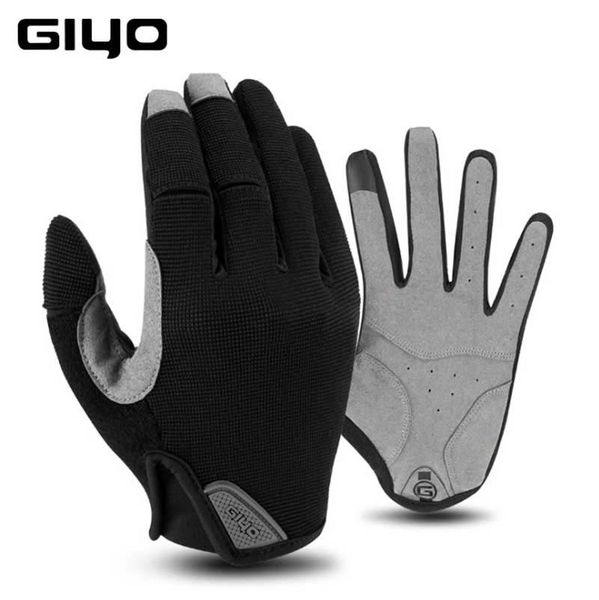 

giyo cycling full finger gloves touch screen anti-slip bicycle fabric ing, Black