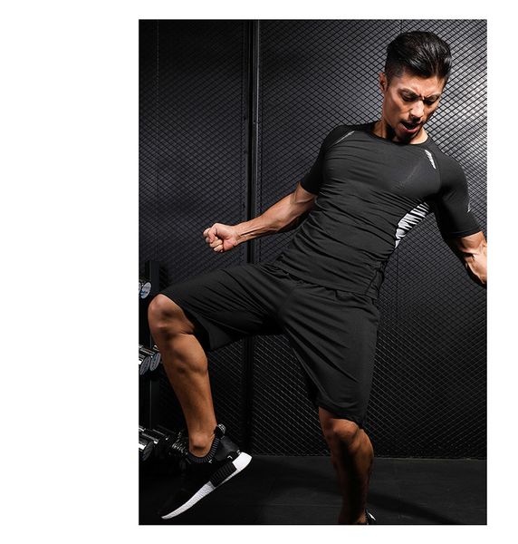 

mens designer fashion slim tracksuits sport spring autumn quick dry 2 pieces set brand training gym fitness sportswear 2020 new, Gray