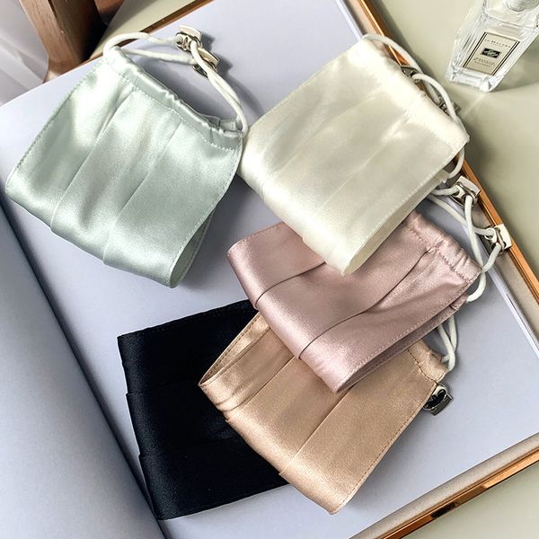 

2020 summer new uv protection double layer 100% silk mask multi-function outdoor dustproof solid color thin mask new, Silver