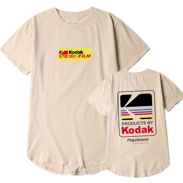 

japanese streetwear kodak t shirt 2020 army green white khaki pink orange gray round hem cotton t shirt men s-xxl, White;black