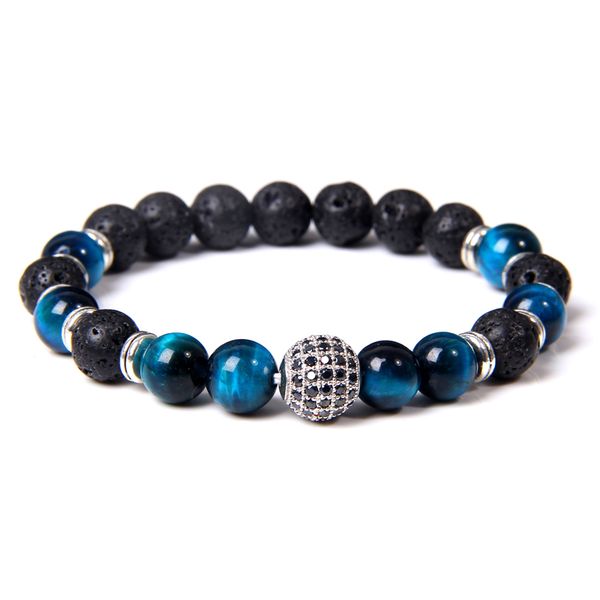 

cz alloy ball charm bracelets men natural royal blue tiger eye bracelets for women energy jewelry black lava stone beads bangle