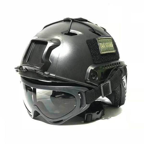 

tak yiying tactical helmet with tactical ballistic anti-fog goggle w/ side rails