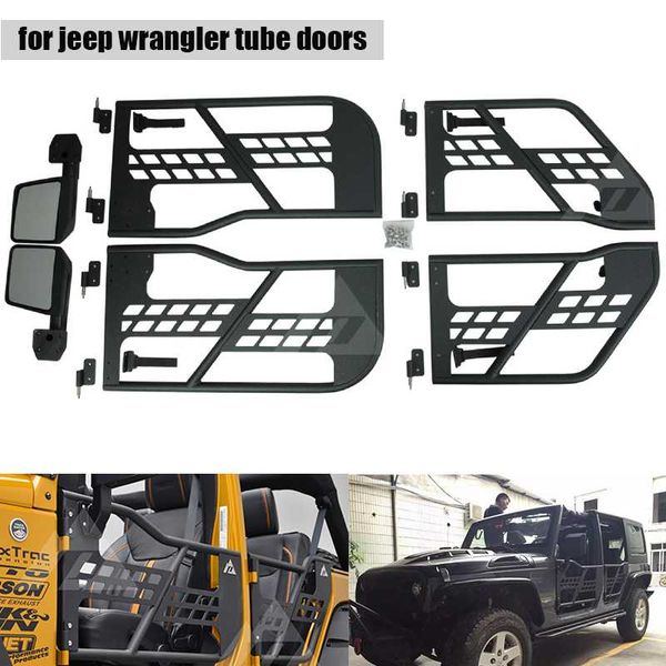 

one set black steel half tube doors with side mirror for wrangler jk 07-15 4 doors auto products