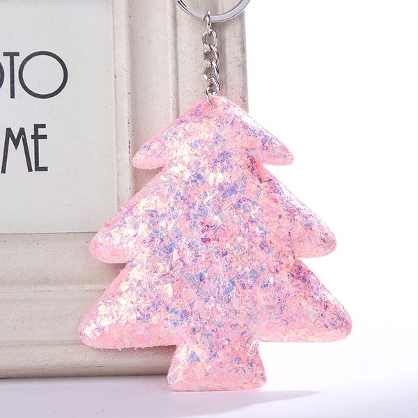 Lantejoulas Árvore KeyChain Glitter Pompom Anel Chave Animal Dos Desenhos Animados Para As Mulheres Saco Do Carro Chaveiro Jóias Para A Amizade