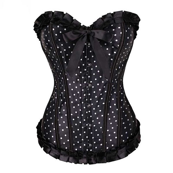 

Black Satin Polka Dot Corset Women Sexy Gothic Clothing Lace Up Slimming Body Shaper Top Underwear Corsets Bustier