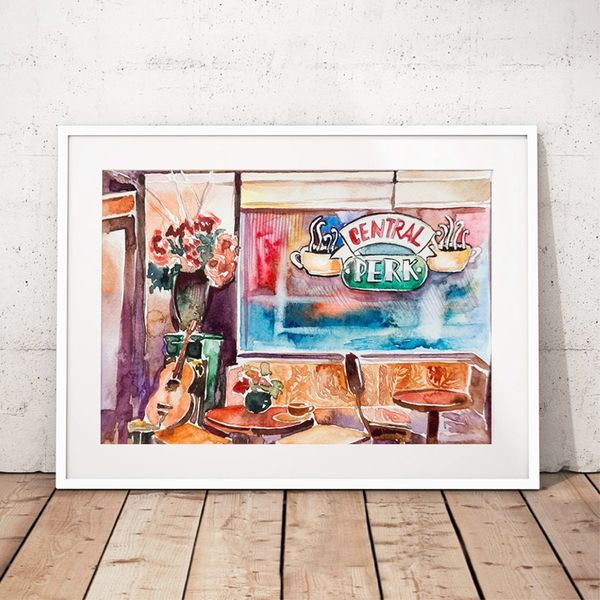 

friends tv show canvas painting wall art prints , watercolor central perk pictures friends tv show poster home decor