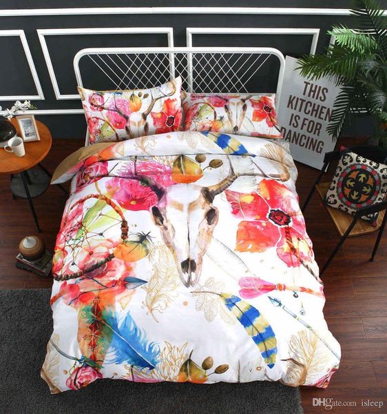 

3d printed dreamcatcher and animal 2 3 pcs with pillowcase for girl gift all size duvet cover set for all kind of bed