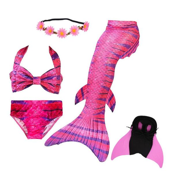 

5pcs girls swimming mermaid tails costume little children ariel mermaid swimsuit kids swimwear bathing suit can add fin