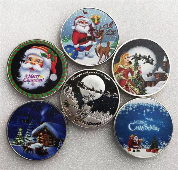 

christmas coins santa claus frosty snowman elk gold plated commemorative coin christmas eve souvenir gift for kids