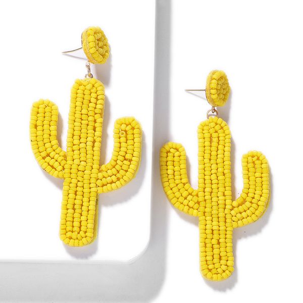 

wholesale-new trendy fashion luxury designer exaggerated cute lovely beaded plant cactus pendant stud earrings for woman, Golden;silver