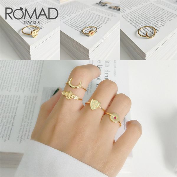 

romad real 925 sterling silver personality openwork ring moon star shield baby styles for fashion women ring 2018 jewelry r4
