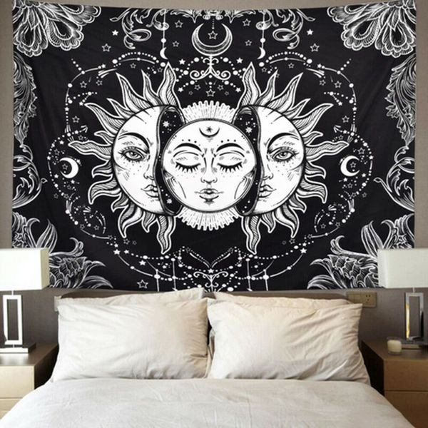 

sun and moon art tapestry wall hanging burning sun pattern psychedelic blanket tapestry home decor