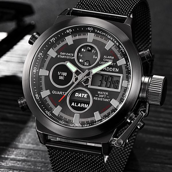 

curdden mens chronograph watches brand original stainless steel sport fashion business casual watch relogio masculino, Slivery;brown
