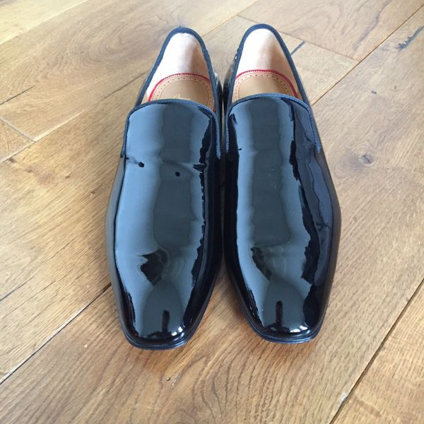 

italy red soles men's dress flats,black patent leather loafers oxfords with snake print red outsole dandelion business leather