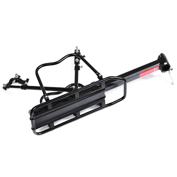 

black bike bicycle quick release luggage seat post pannier carrier rear rack fender