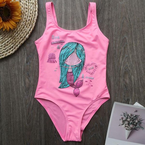 

1-8 years infant girl swimsuit kids one piece swimwear mermaid print toddler girl bathing suit cute children's swimwear for