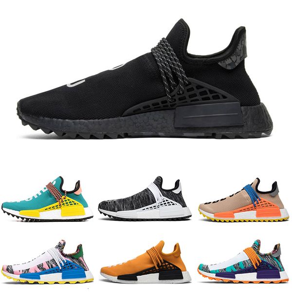 

new arrival human race trail running shoes men women pharrell williams hu yellow blank canvas red equality nerd sports runner sneakers 36-45
