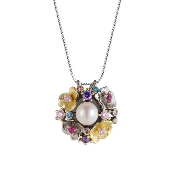 

925 sterling silver flowers baroque pearl pendant luxury designer jewelry for women 2019 new vintage female without necklace