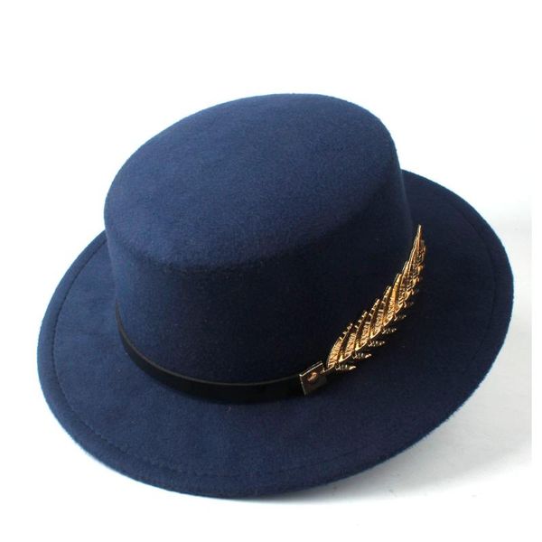 

2020 2020 men women flat hat with belt fedora hat vintage trilby jazz casual style size 56-58cm, Blue;gray