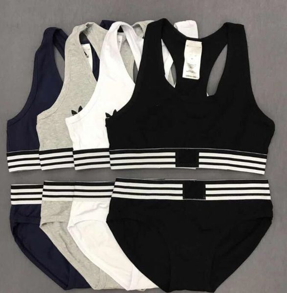 

fashion sports suit yoga underwear with ad pure cotton ladies sports bra pants flat pants t-pants suit running suit triangleq8zu, Black;white