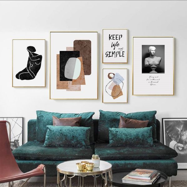 2019 Nordic Abstract Color Block Statue Art Sweet Home Canvas Paintings Black And White Poster Print Wall Pictures Living Room Decor From Unclouded01