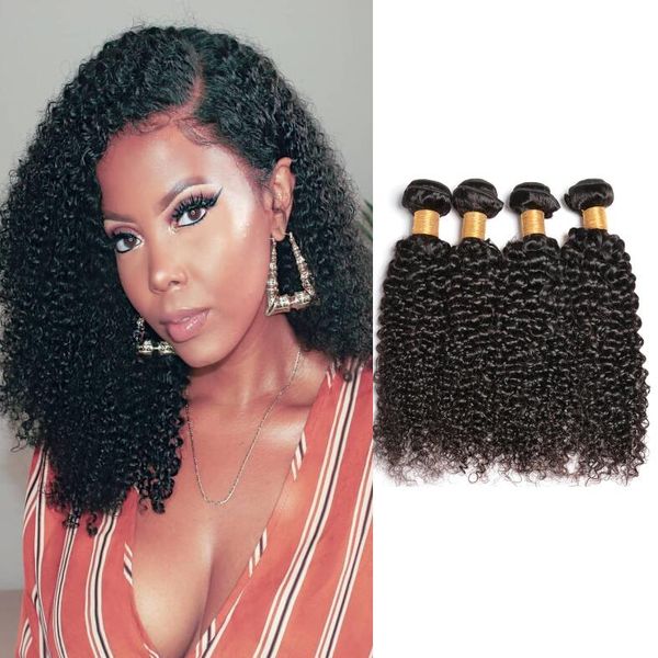 

modern show mongolian kinky curly wave human hair bundles curly wave brazilian human hair weaves with lace closure free, Black