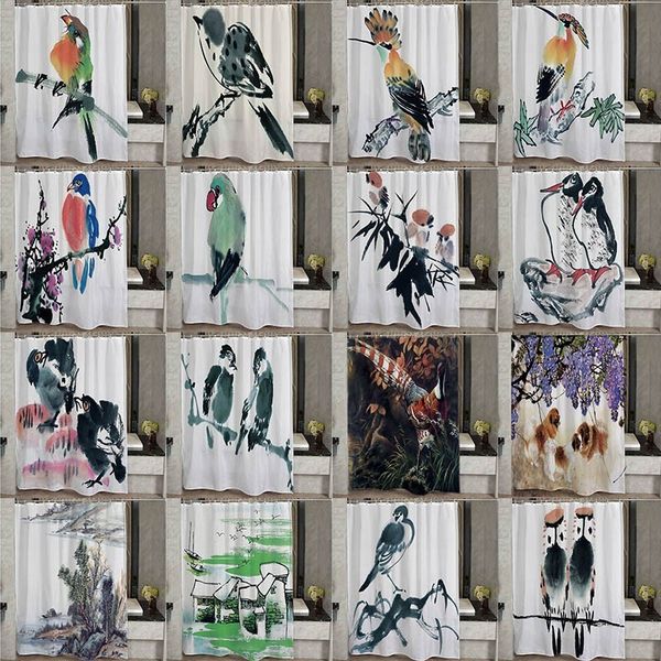 

watercolor parrot birds 180x180cm bathroom shower curtain with 12 hooks, home decorative bath curtain durable waterproof fabric