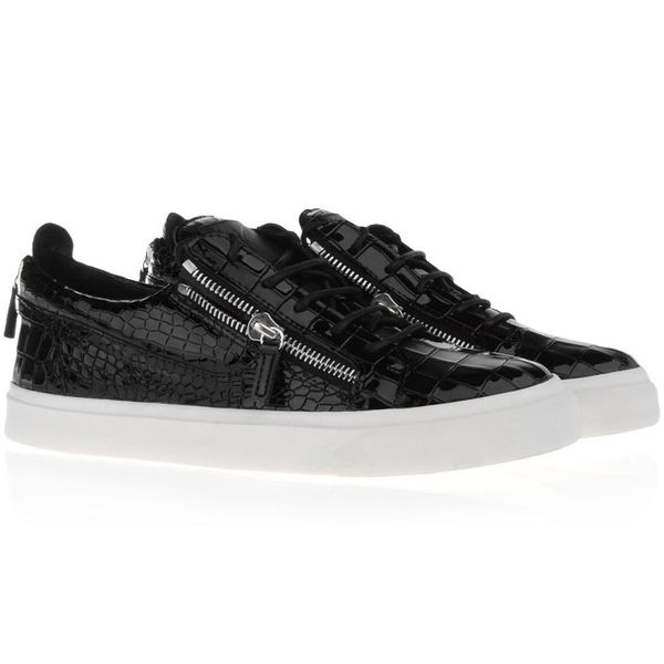

zipper men women low flat shoes genuine leather casual shoes designer sneakers ing, Black