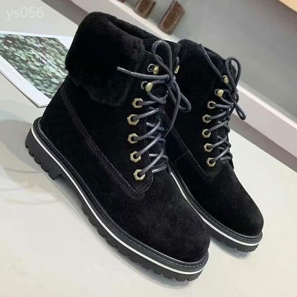 

2019 high-women's winter cotton shoes leather shoes snow boots warm and velvet korean comfortable board shoes student martin boots, Black