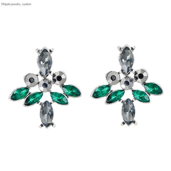 

Green White Crystal Fashion Earrings Retro Brooch Earrings For Women Handmade Vintage Earrings Wedding Jewelry Gift E0385