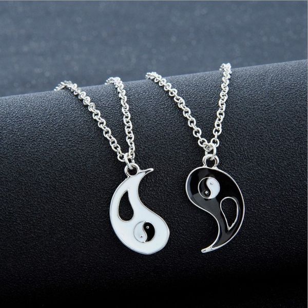 Melhores amigos colares de costura para amantes Charm Pingente Colar Colar Masculino Taiji Gossip Yin Yang Pingente Colar