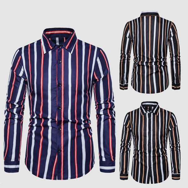 

men's new fashion slim casual striped long-sleeve business shirts in european sizes s-xxxl, White;black