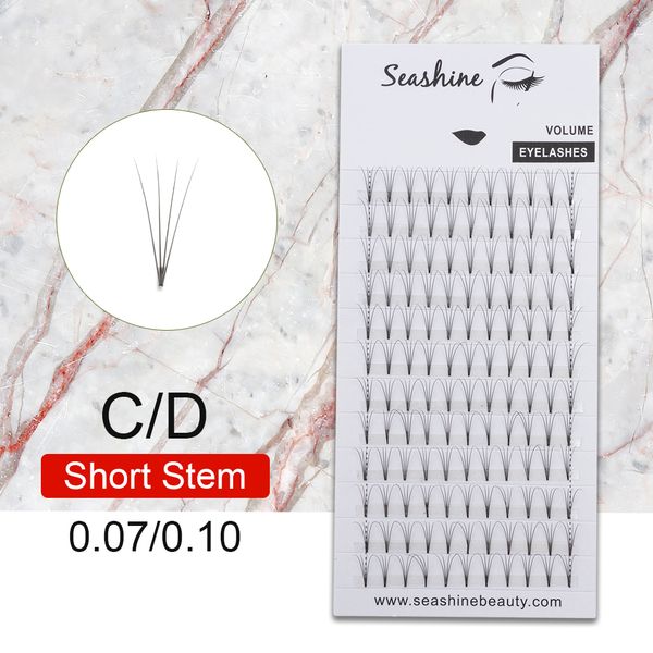 

seashine false eyelashes 100% hand made premade fans 3d short stem individual lashes extension supplies natural long russia volume lashes