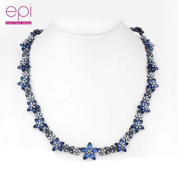 

new design charm crystal bib choker necklace rhinestone gem flower bar necklace chain statement jewelry for women gift