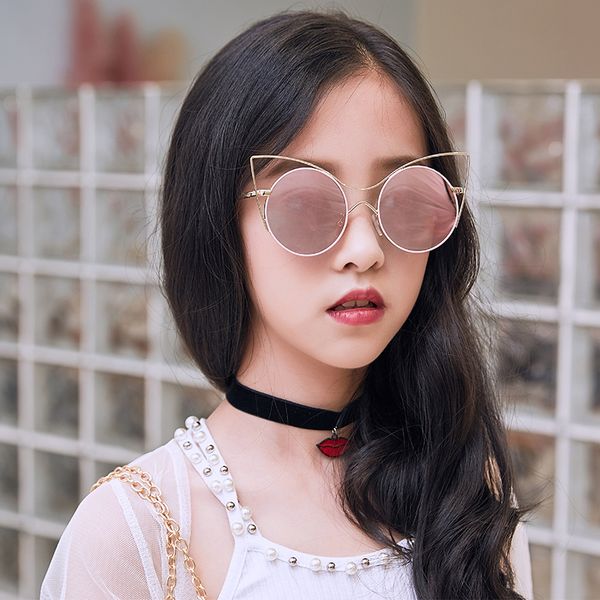 

metal black round kids sunglasses brand little girl/boy baby child glasses goggles small face suit for 2~10 age, Blue