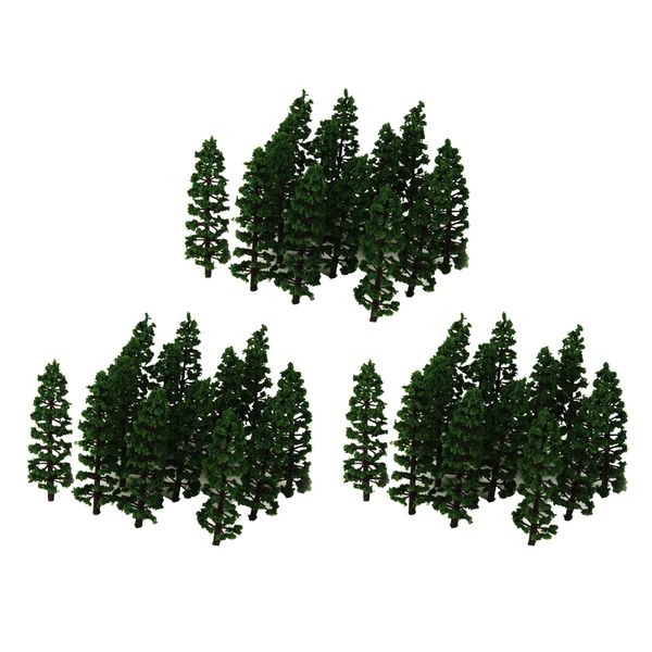 

60 pieces 1/100 scale artificial fir tree model micro landscape miniature scenery decor - 3.54inch