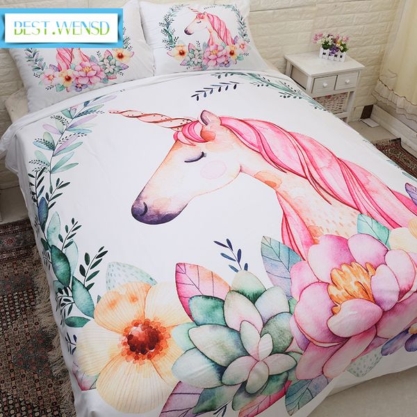 

wensd olive unicorn rainbow colors 3d bedding set printed duvet cover set  king full twin size bed 3pcs-no sheet