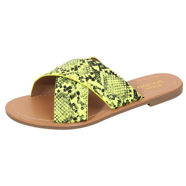 

jaycosin slippers shoes woman fashion indoor& outdoor shoes snake pattern cross band flat slippers large sandals women, Black