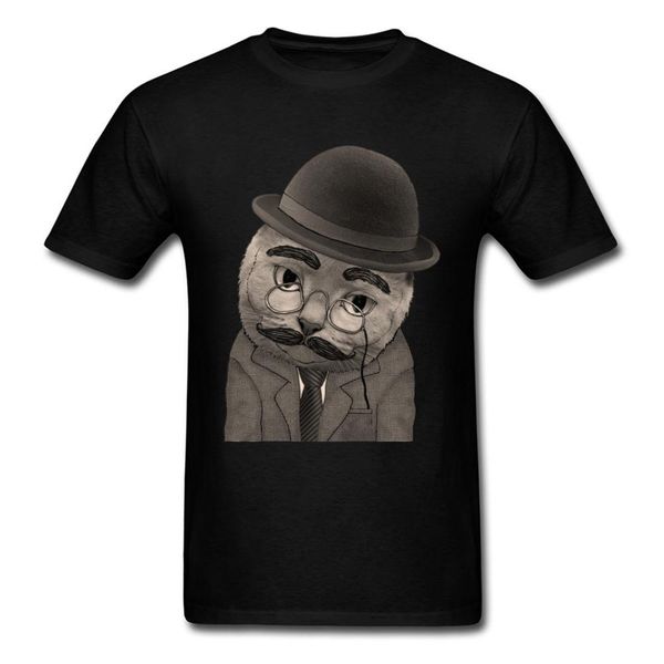 

2020 vintage cat monochrome men black t shirts geek cartoon print male christmas funny gift t-shirt ing, White;black