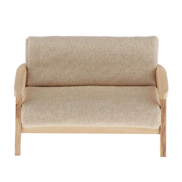 

dollhouse miniature sofa solid color upholstered loveseat couch for 1/12 scale doll house decorations